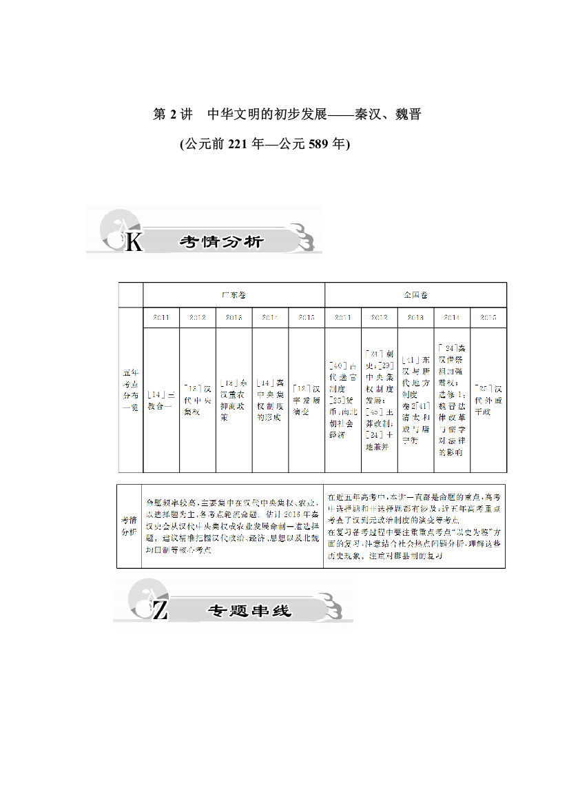 2016高考历史二轮复习讲义：第一部分