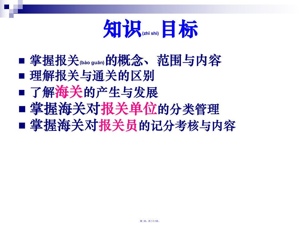 3报关报检实务学习知识一报关概述36页PPT