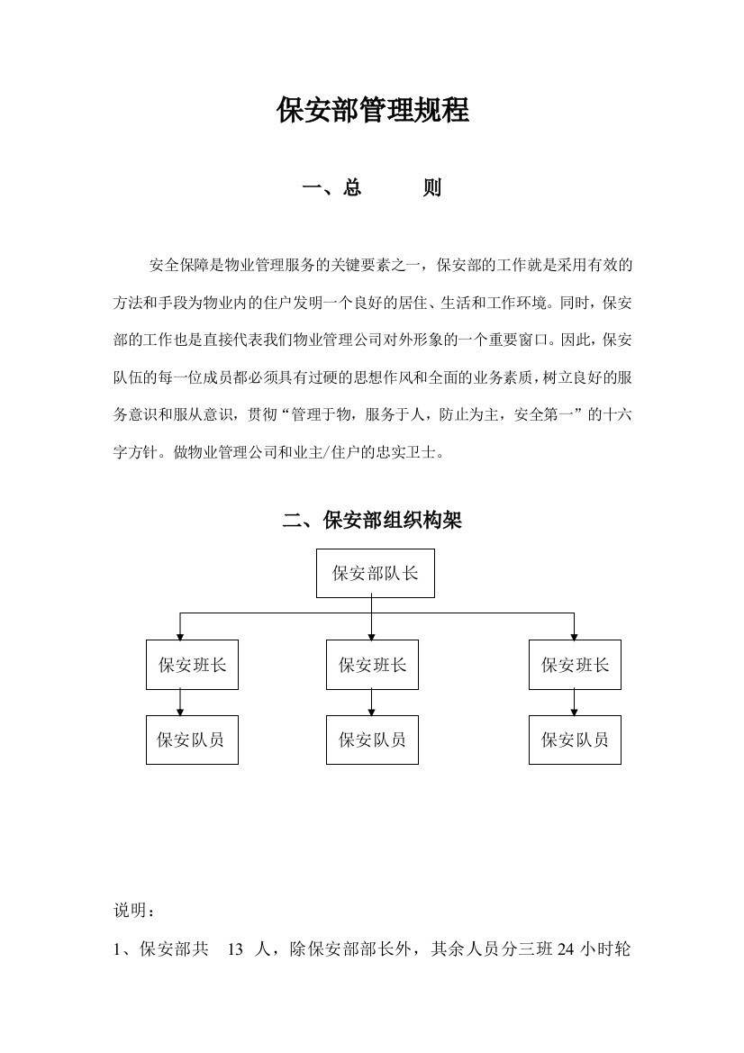 系统保安部管理规程