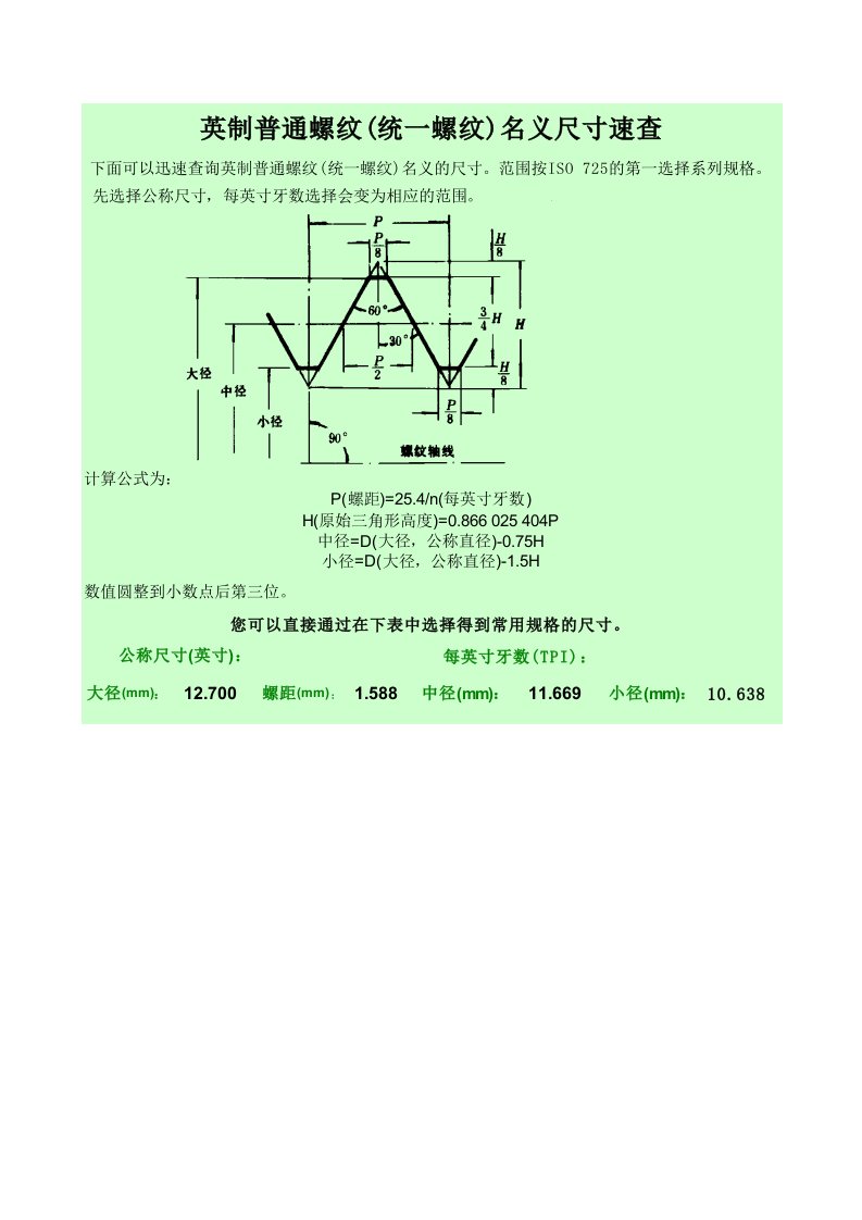 螺纹标准大径小径中径查找