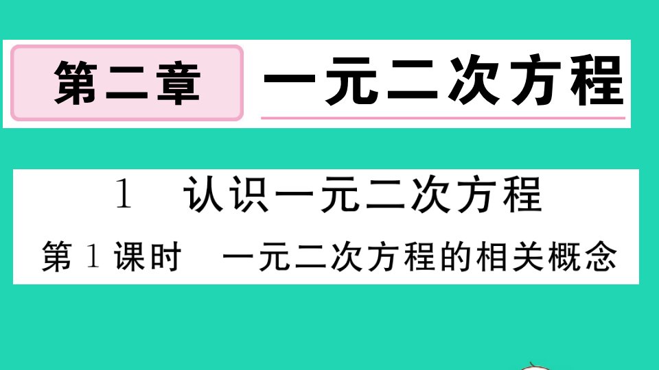 贵州专版九年级数学上册第二章一元二次方程1认识一元二次方程第1课时一元二次方程的相关概念作业课件新版北师大版