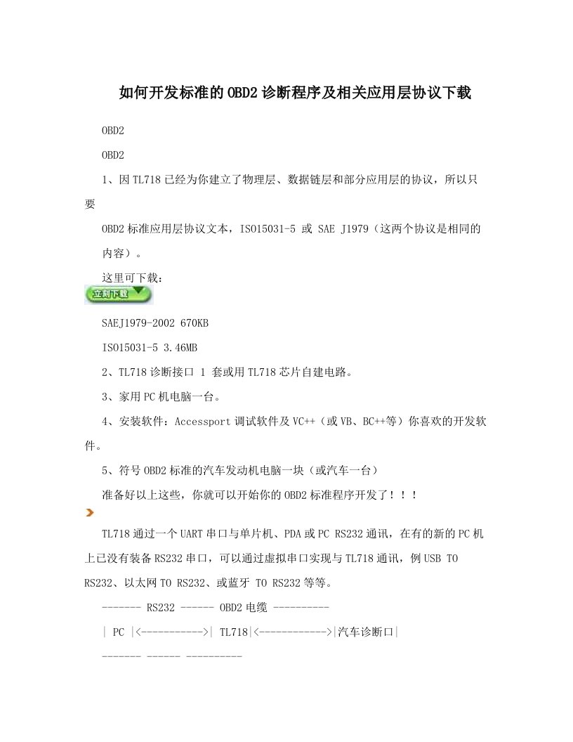 如何开发标准的OBD2诊断程序及相关应用层协议下载