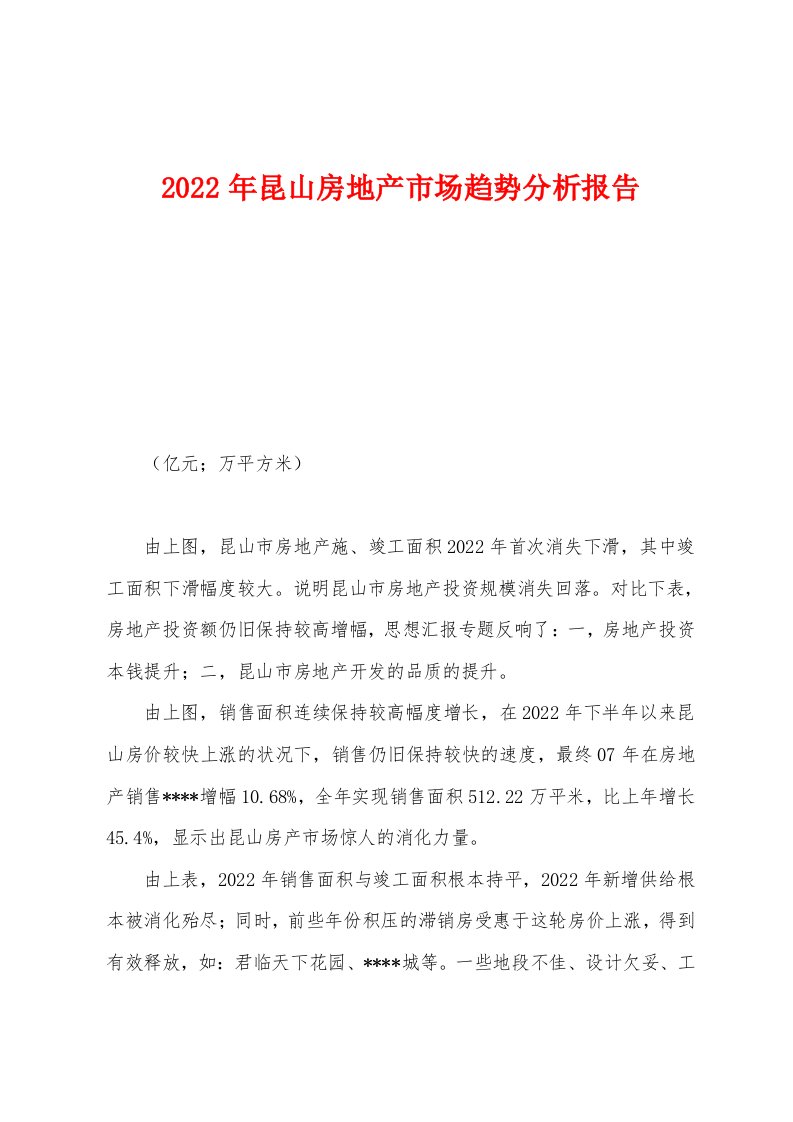 2022年昆山房地产市场趋势分析报告