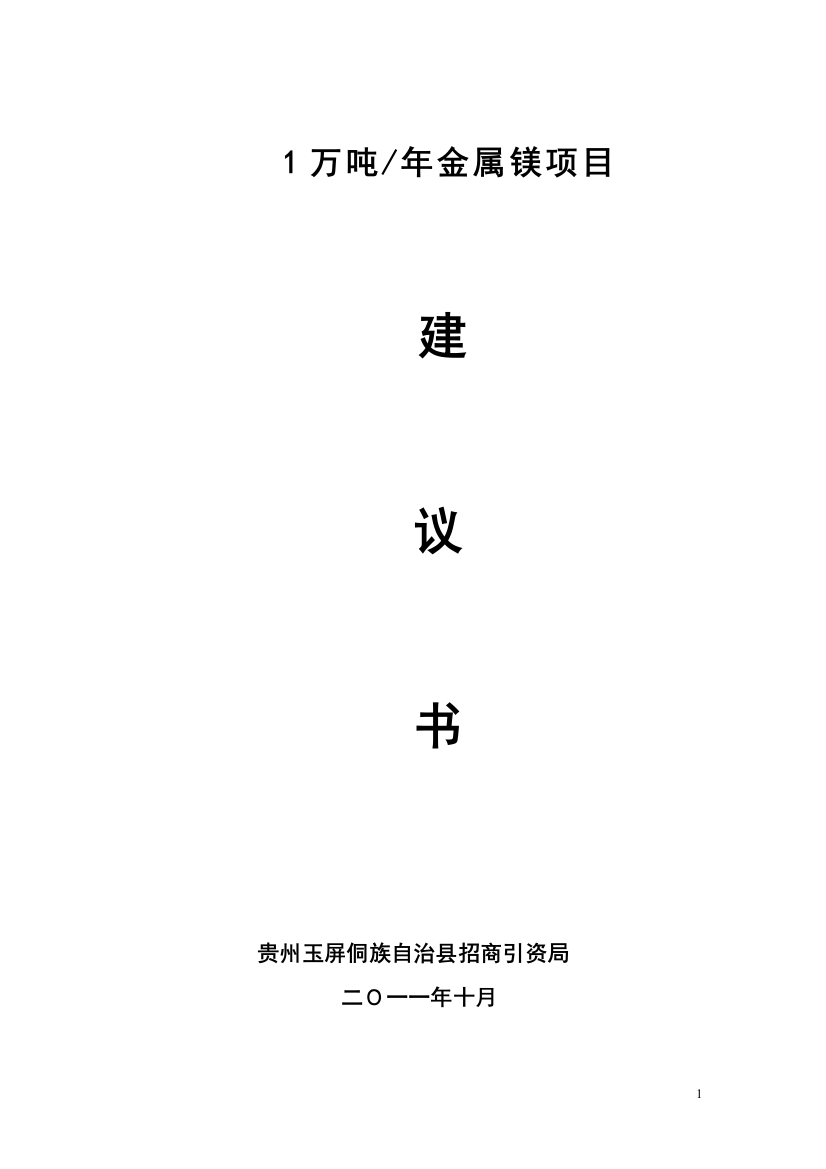 1万吨金属镁项目审批建设可研报告