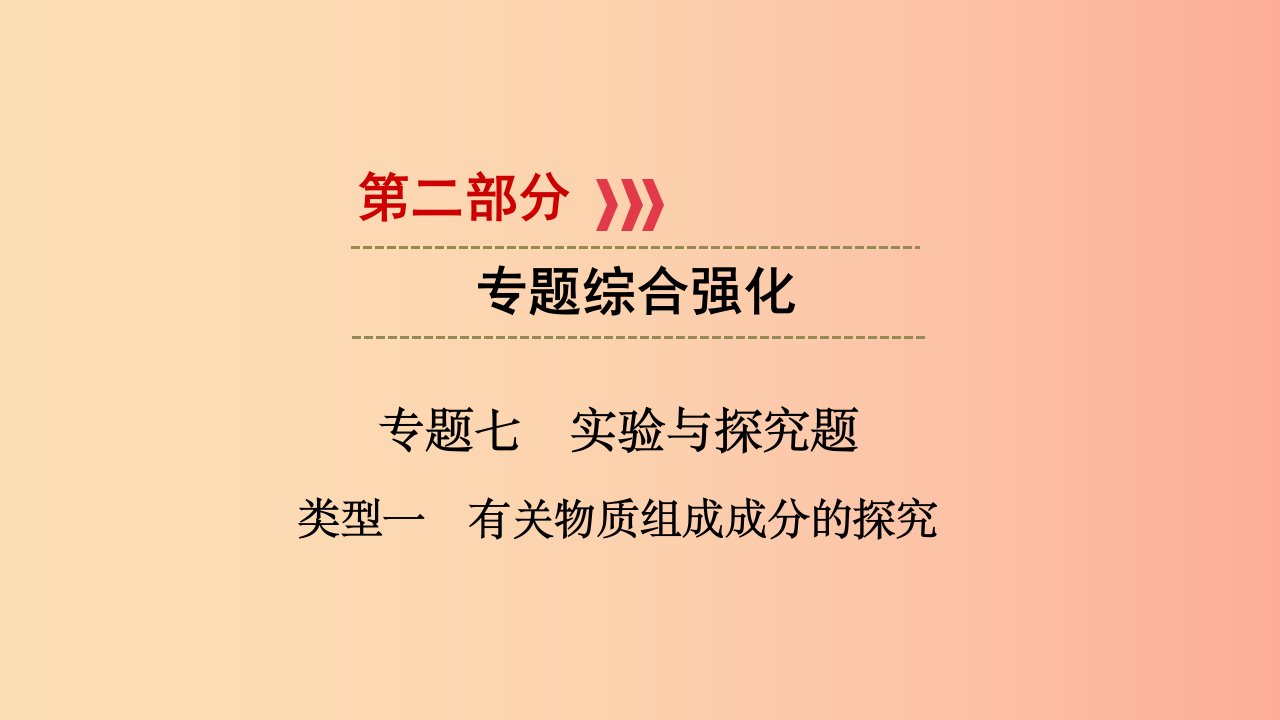 江西专用2019中考化学总复习第二部分专题综合强化专题七实验探究题类型1有关物质组成成分的探究课件