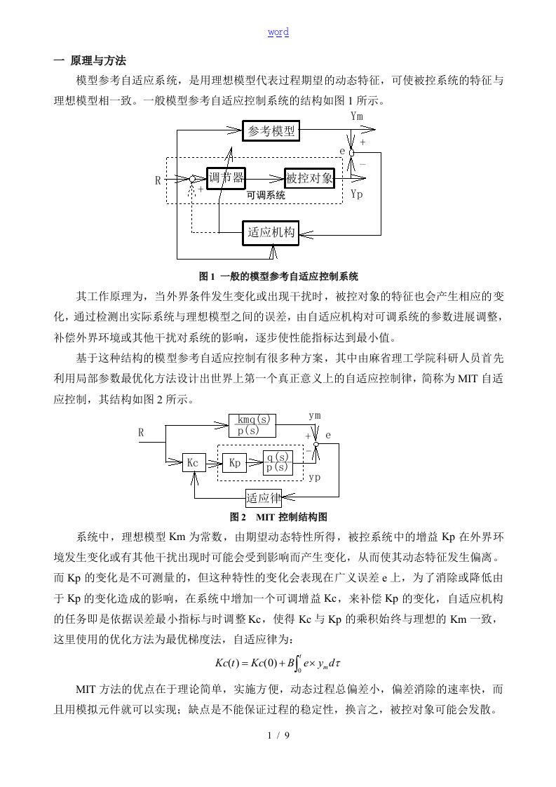 模型参考自适应控制—MIT法