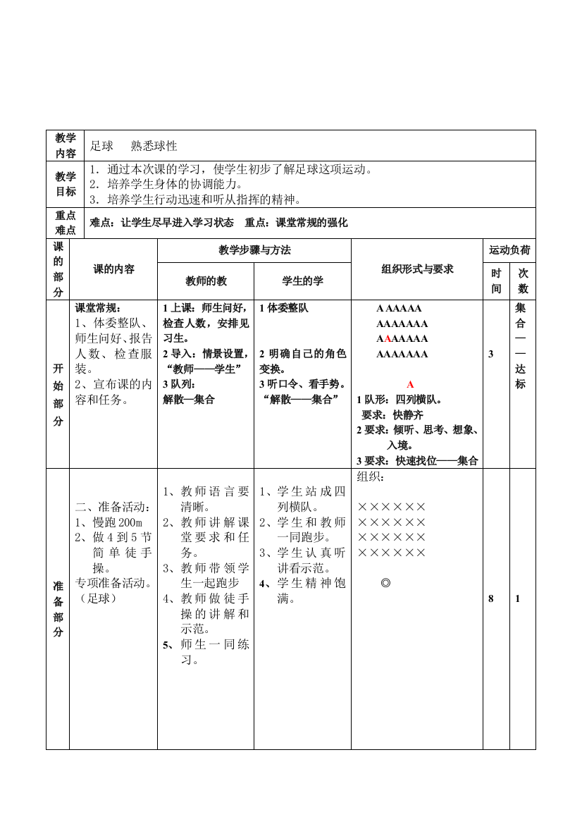 小学足球教案集