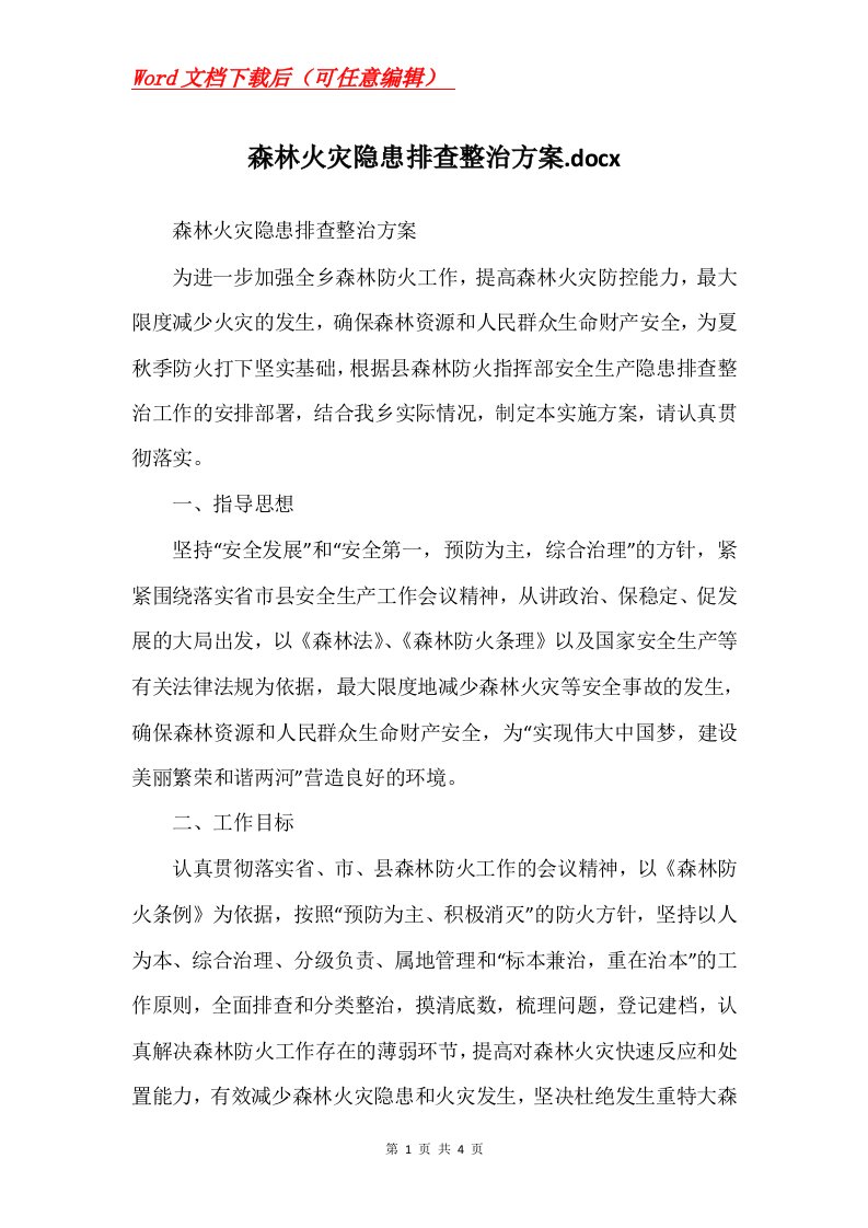 森林火灾隐患排查整治方案.docx