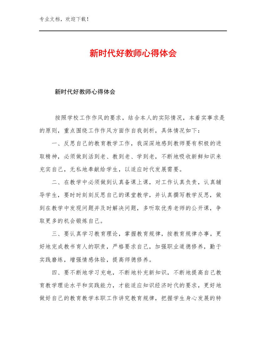 新时代好教师心得体会优选例文23篇文档汇编