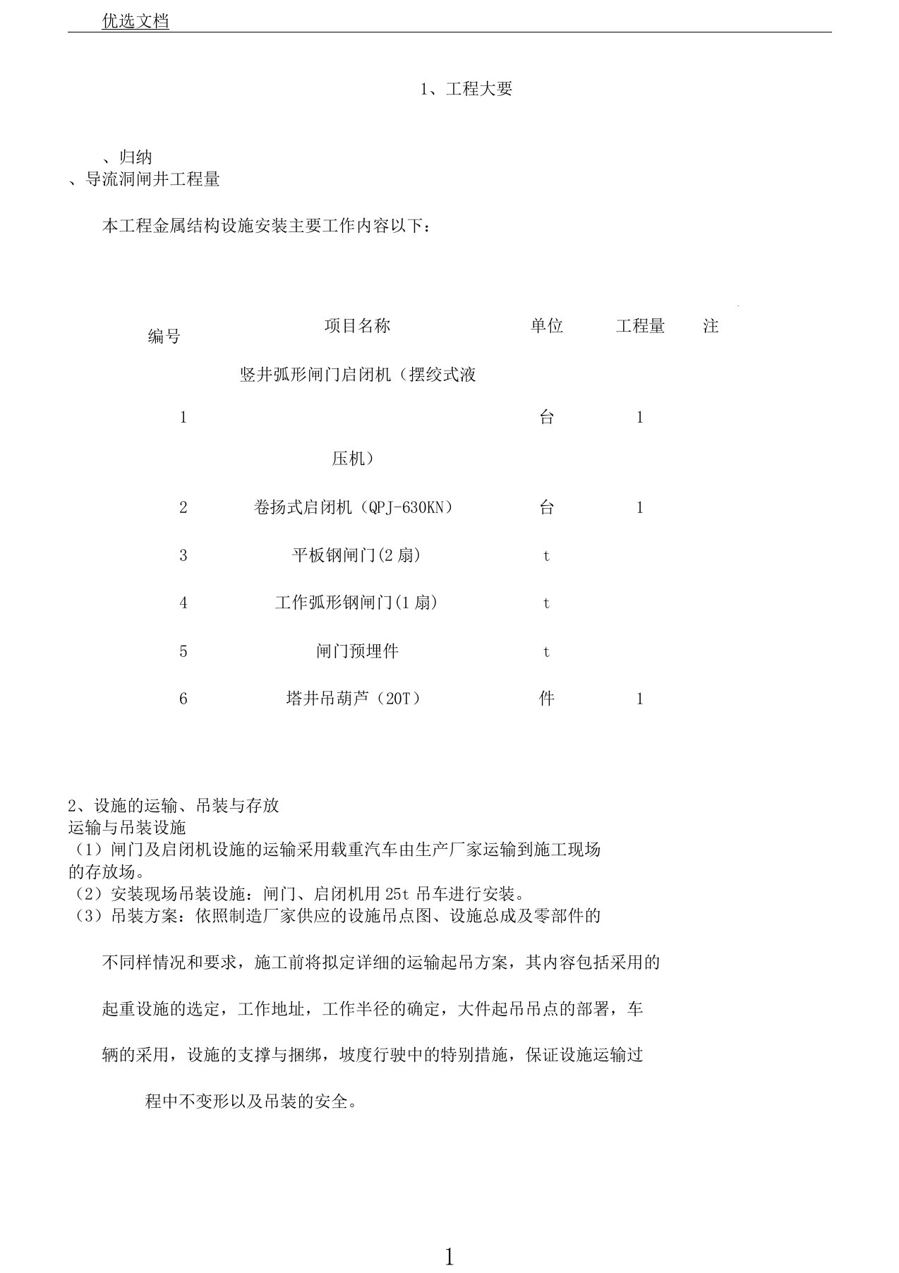 闸门安装施工实施总结方案