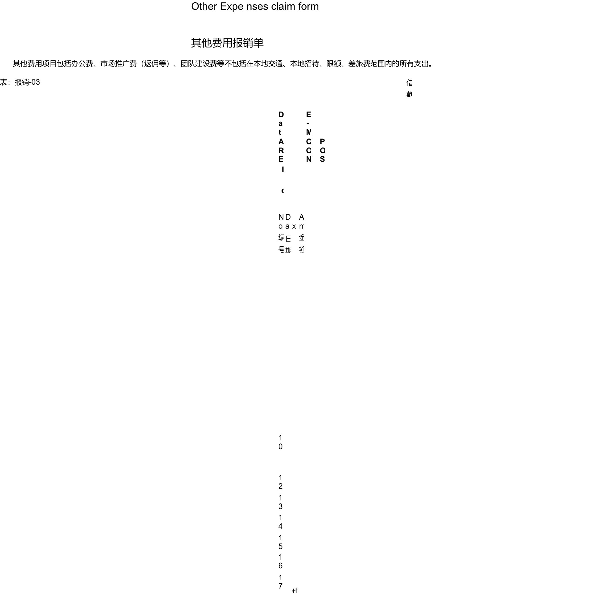 各种费用报销单模板0708