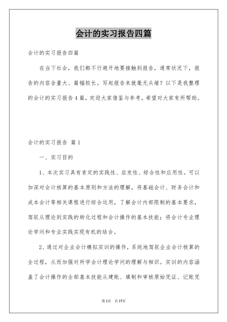 会计的实习报告四篇范本8