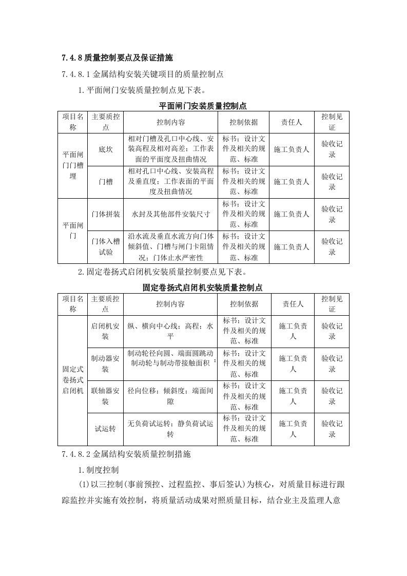 闸门、启闭机、门机安装施工质量及安全控制要点