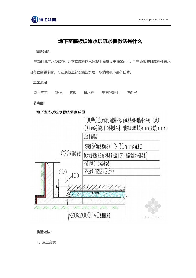 地下室底板设滤水层疏水板做法是什么