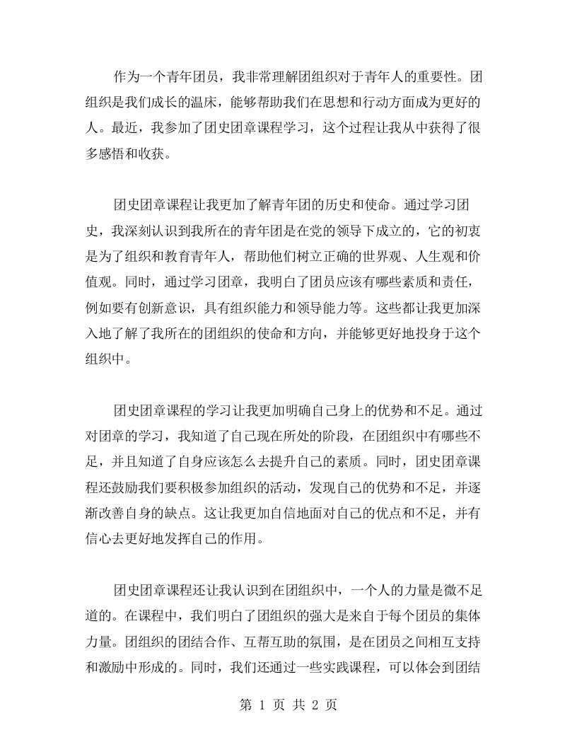 团史团章课程学习心得：感悟与收获