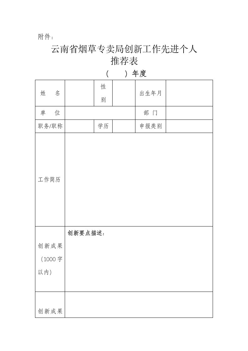 烟草行业-云南省烟草专卖局创新工作先进个人