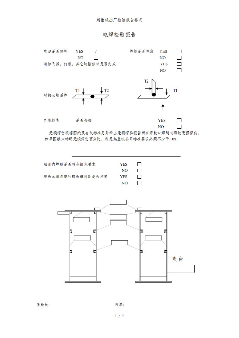 起重机出厂检验报告格式参考模板