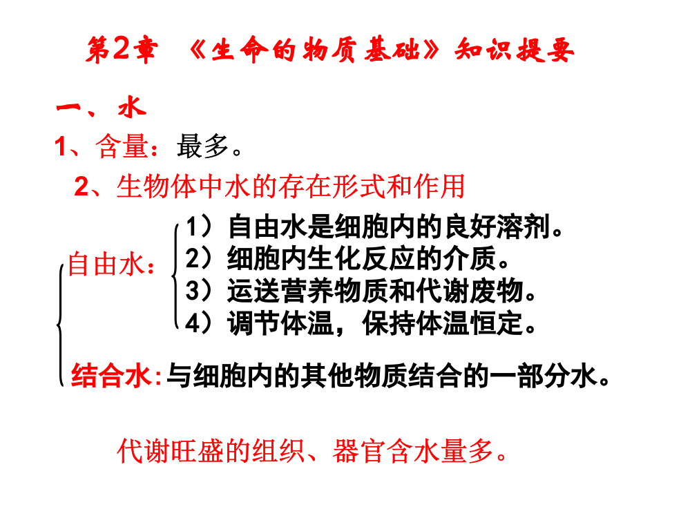 生命科学》第二章知识要点