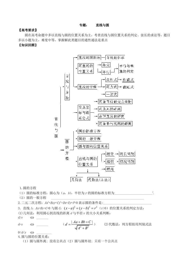 期末复习-直线与圆学案