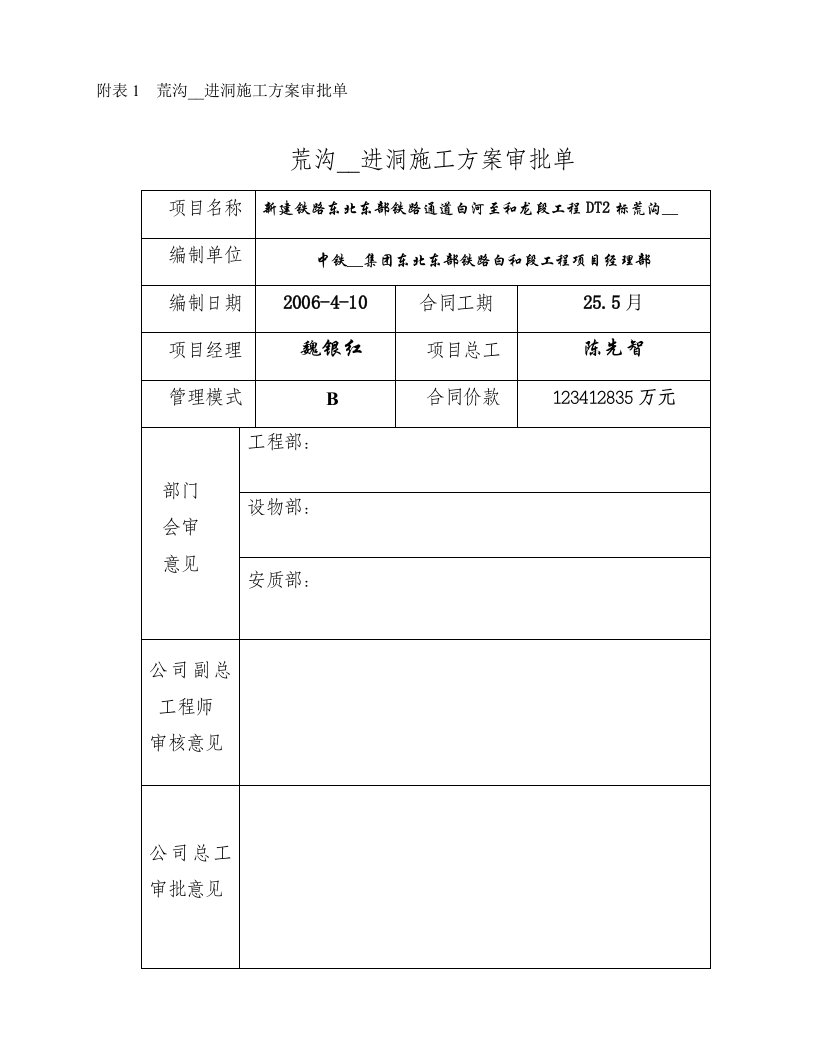 荒沟隧道进洞施工方案