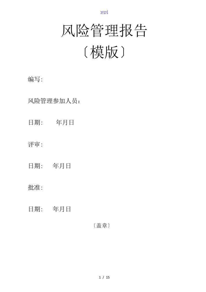 医疗器械风险管理系统报告材料模版