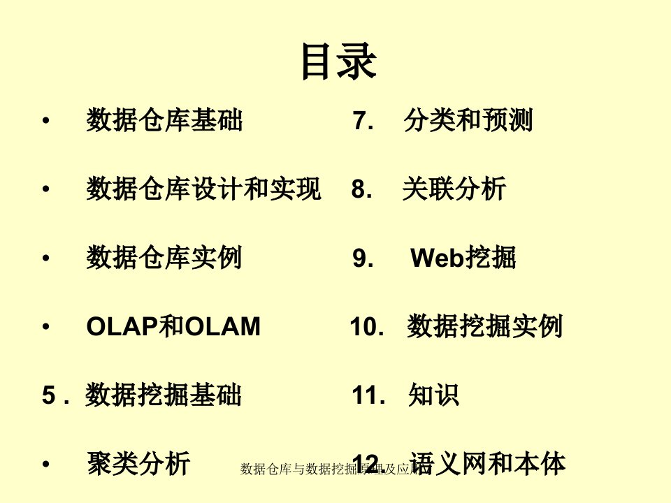 数据仓库与数据挖掘原理及应用V课件