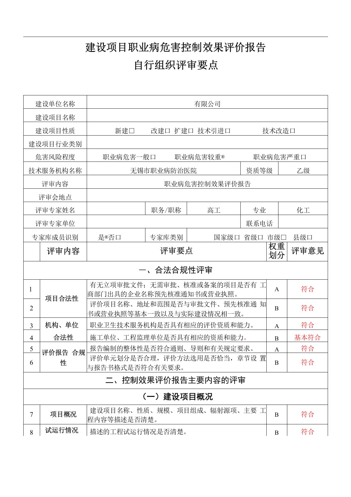 建设项目职业病危害控制效果评价报告