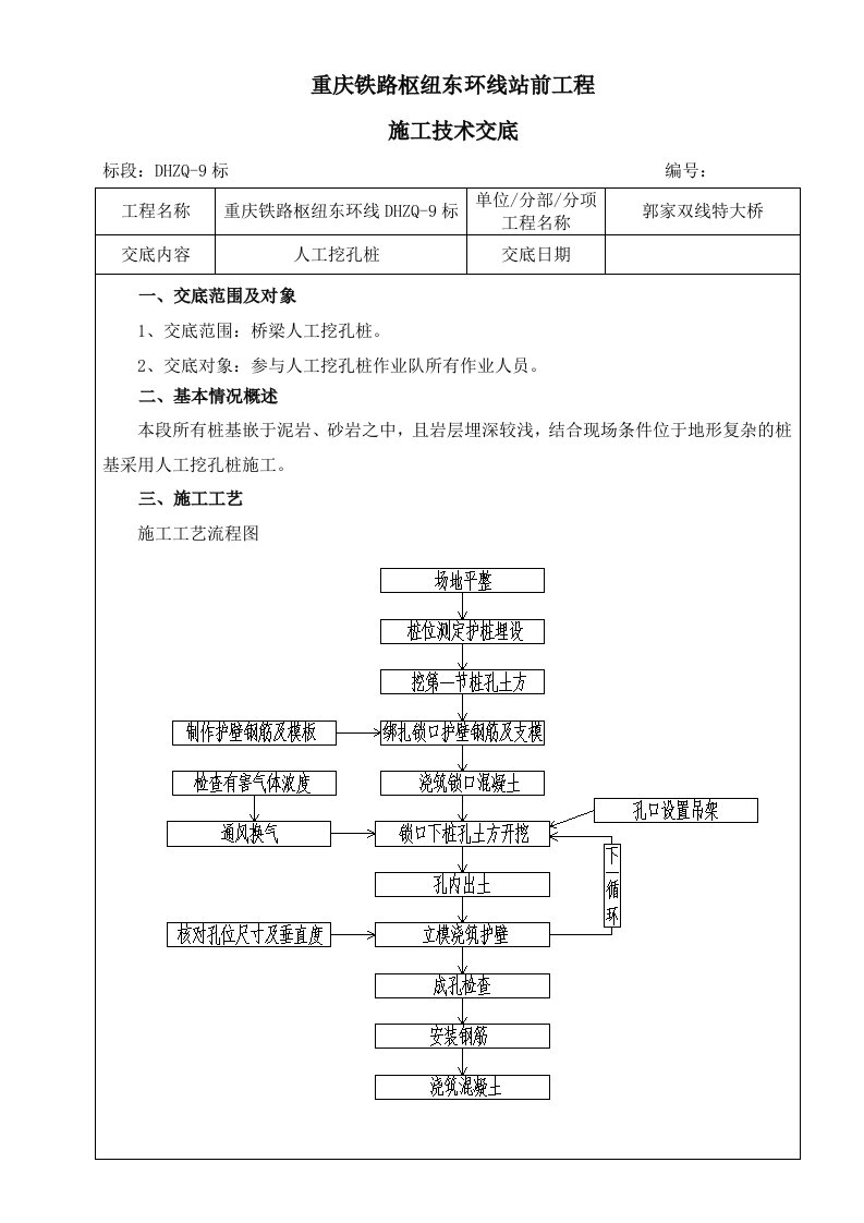 人工挖孔桩施工技术交底记录大全