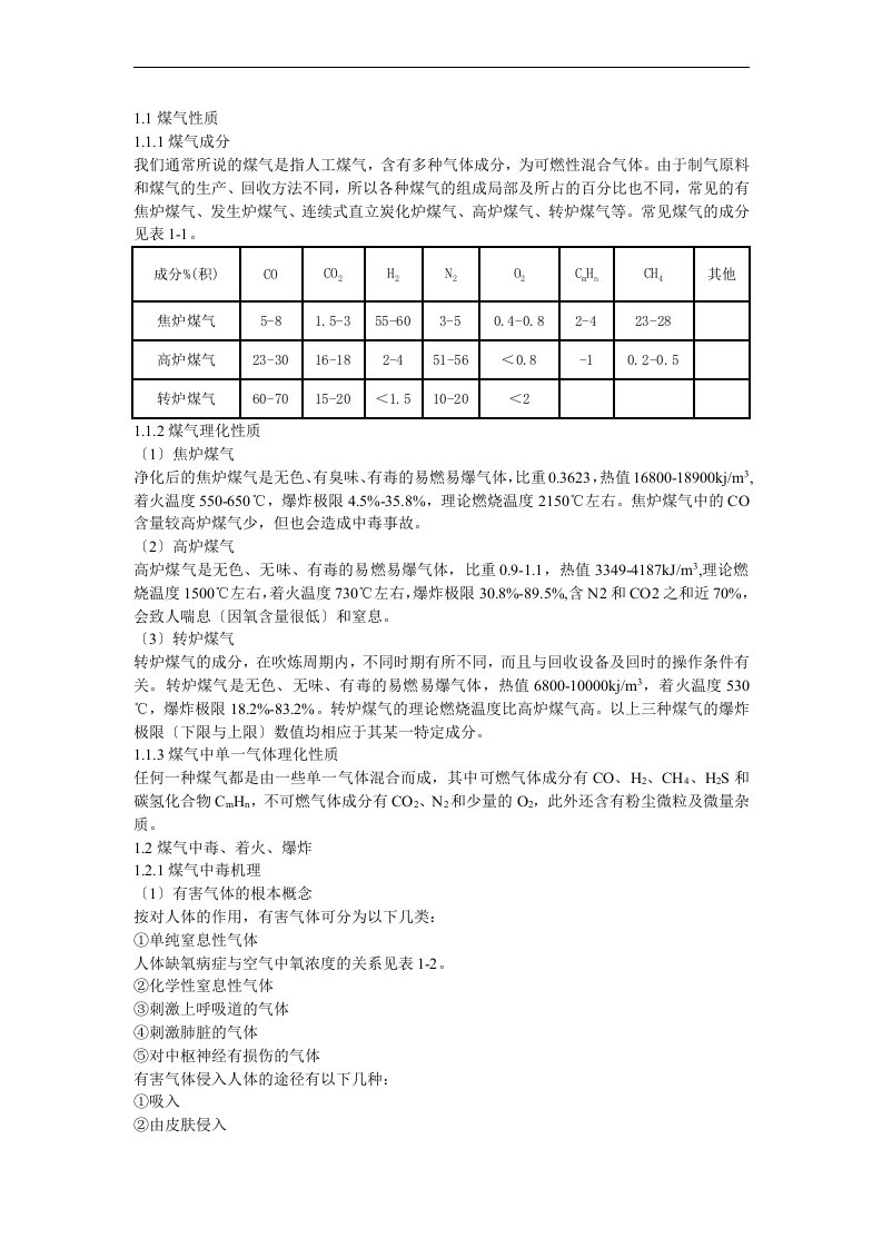 煤气安全培训资料