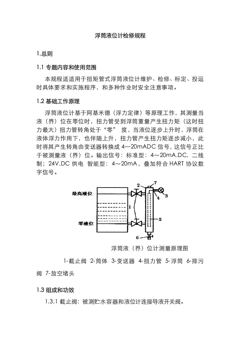 2021年浮筒液位计检修规程