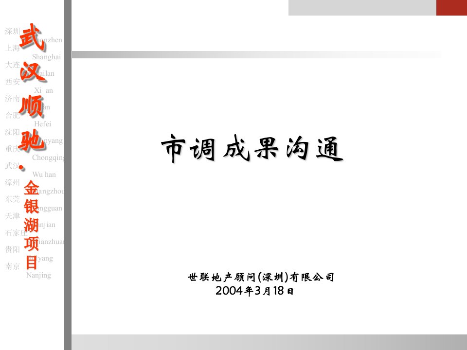 武汉金银湖项目市调成果沟通