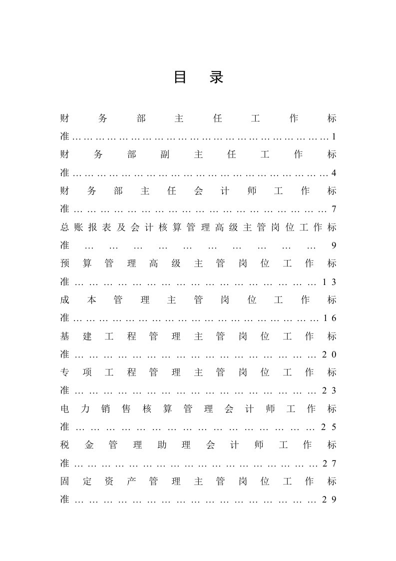 某公司标准化岗位工作标准