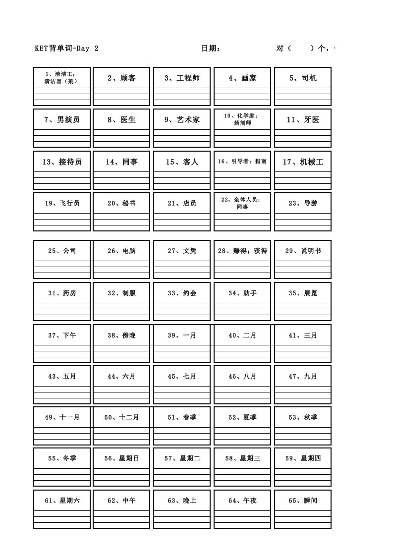 KET背单词Day2