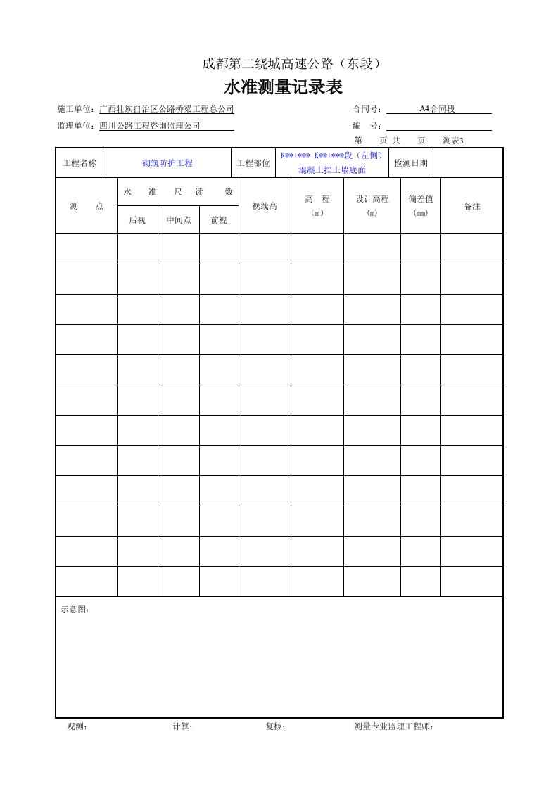 建筑资料-水准测量记录表底面