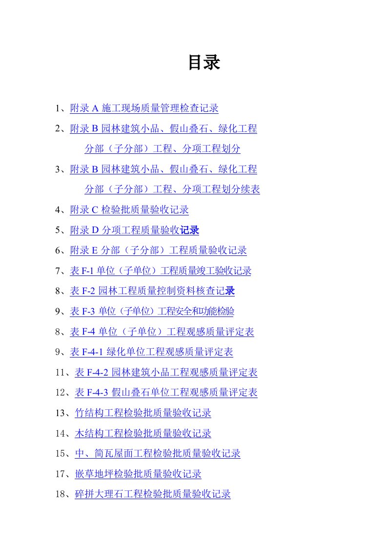 工程标准法规-园林绿化工程验收标准试行检验批表格1