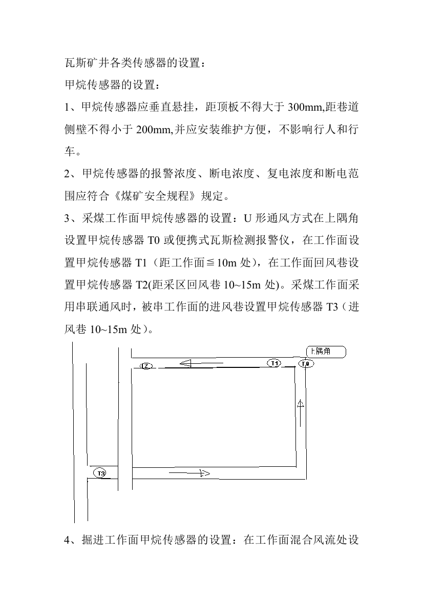 瓦斯矿井各类传感器的设置