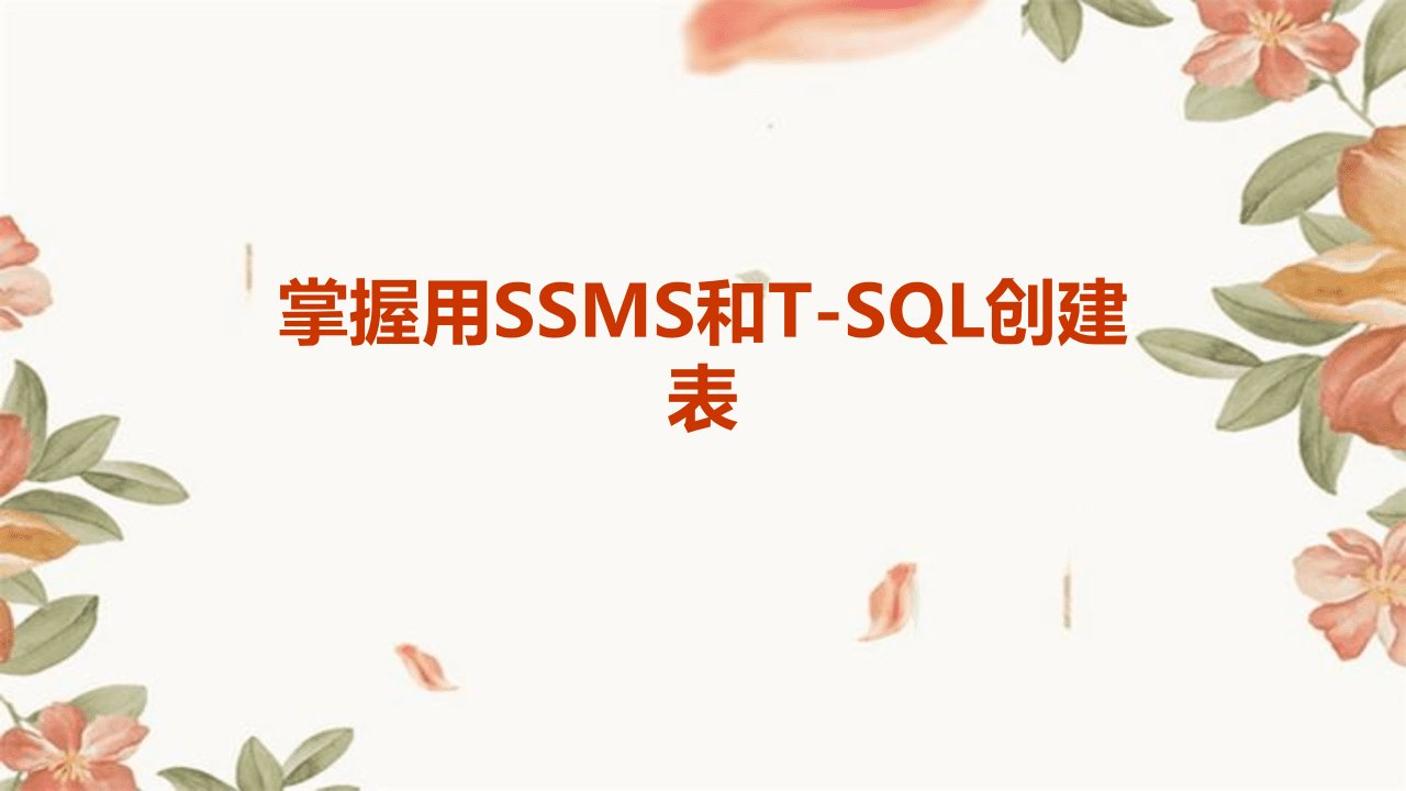 掌握用SSMS和T-SQL创建表