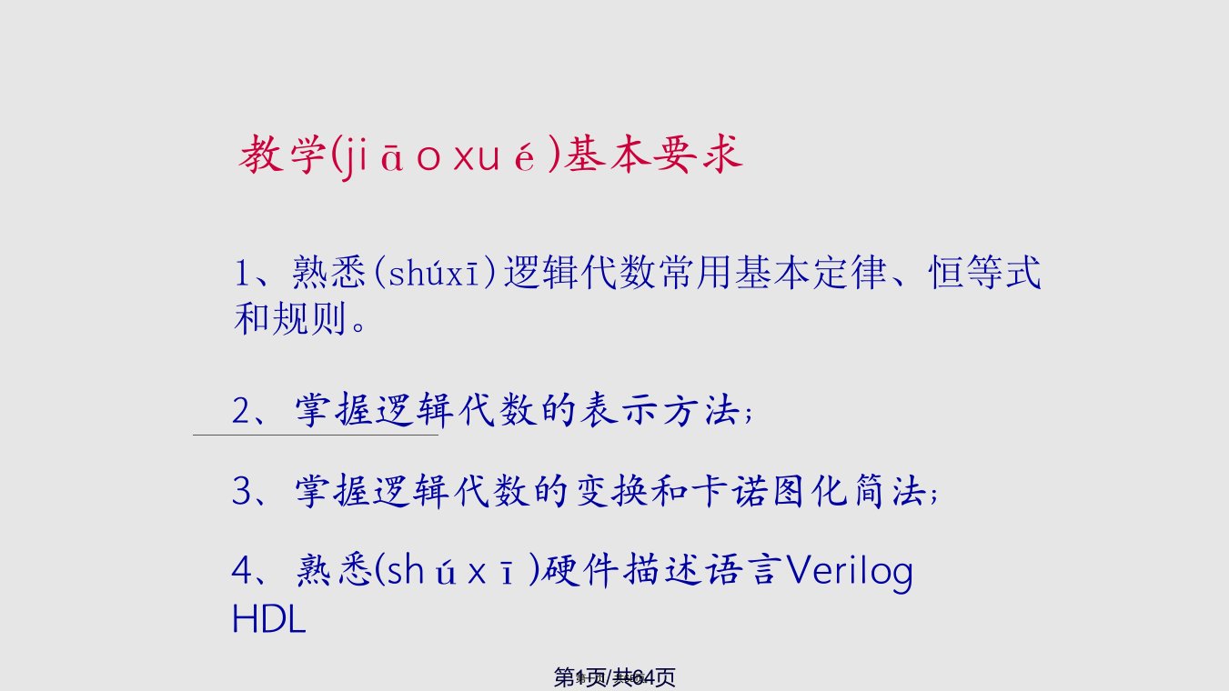 电子技术基础数字部分第六康华光逻辑代数与硬件描述语言基础共节课件