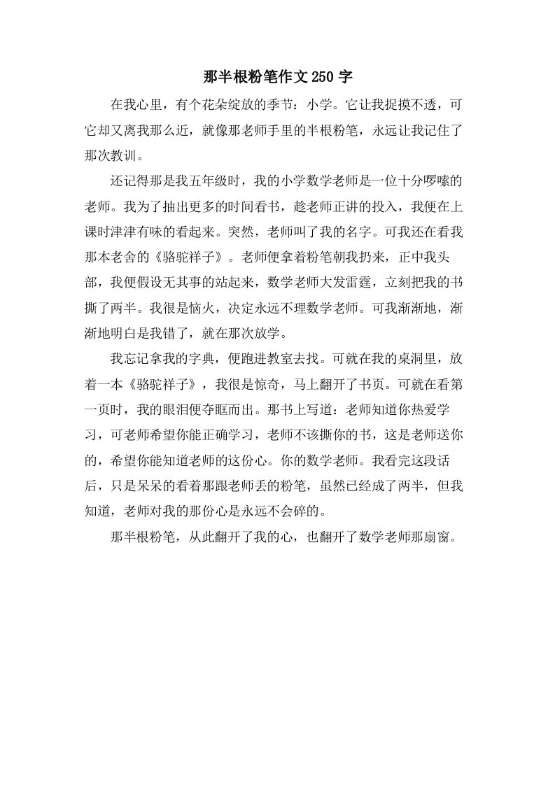 那半根粉笔作文250字