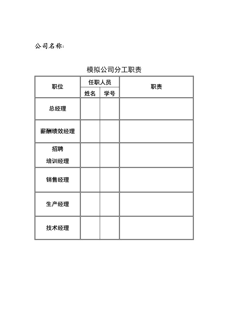 人力资源表格