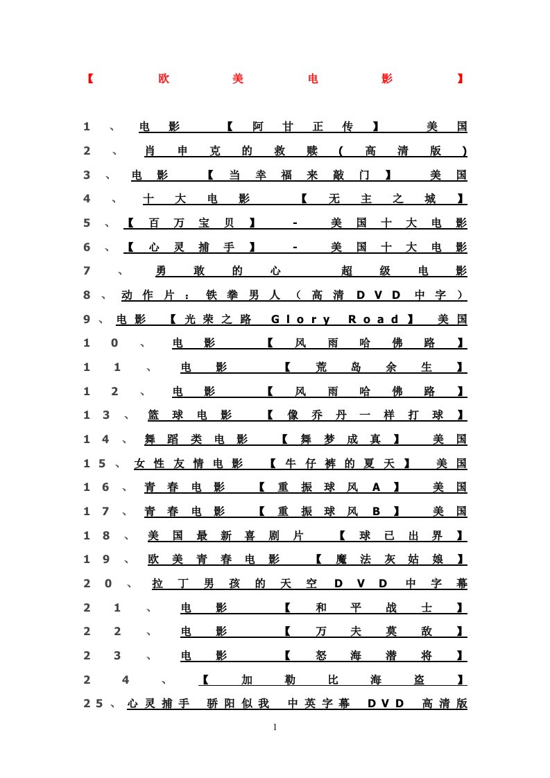 值得看的100部欧美经典电影