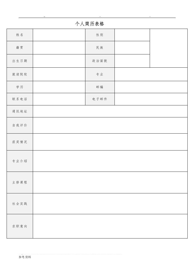 个人简历电子版(图片)