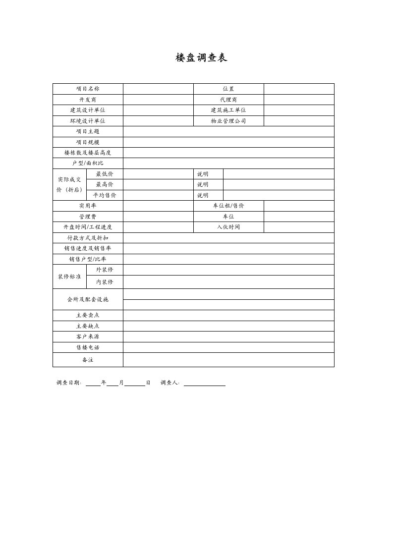 房地产经营管理-楼盘调查表