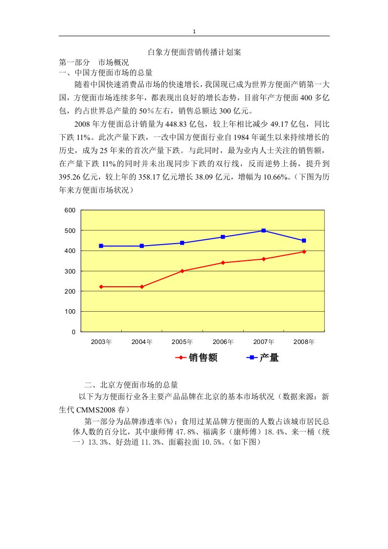 白象方便面营销传播计划案