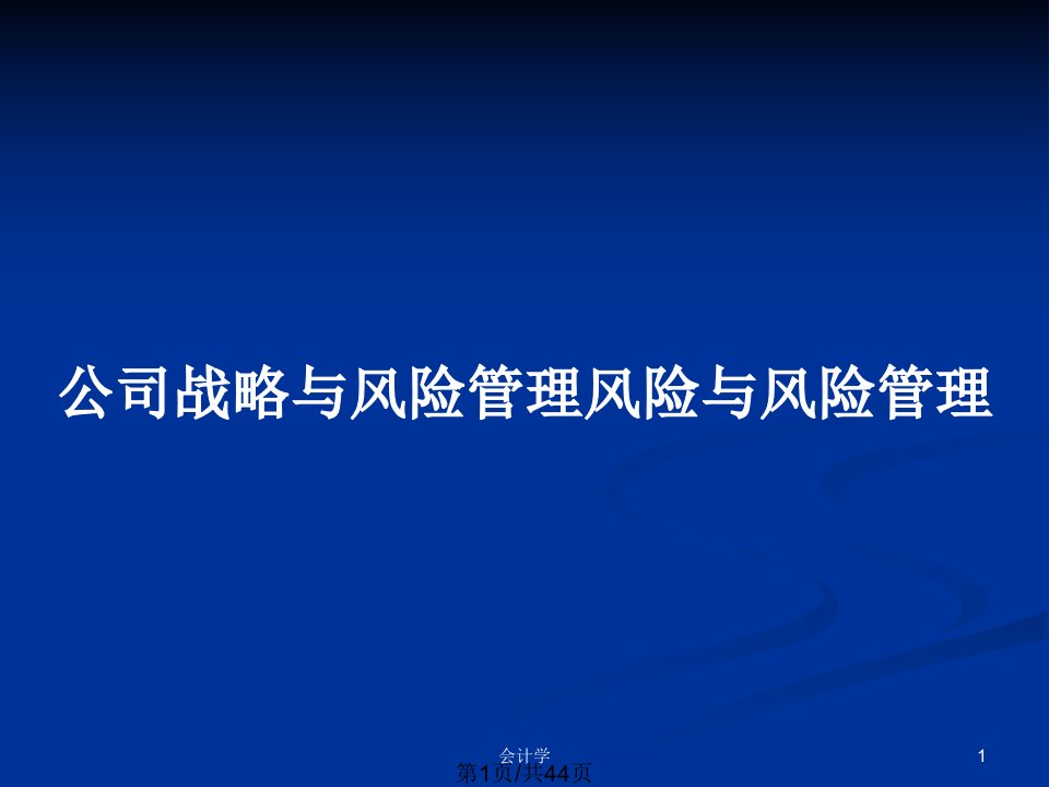 公司战略与风险管理风险与风险管理PPT教案