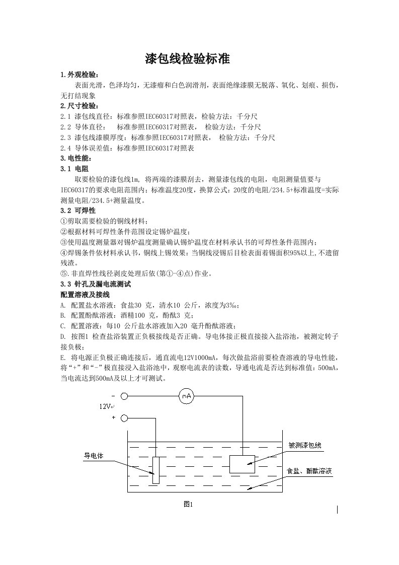 漆包线检验标准