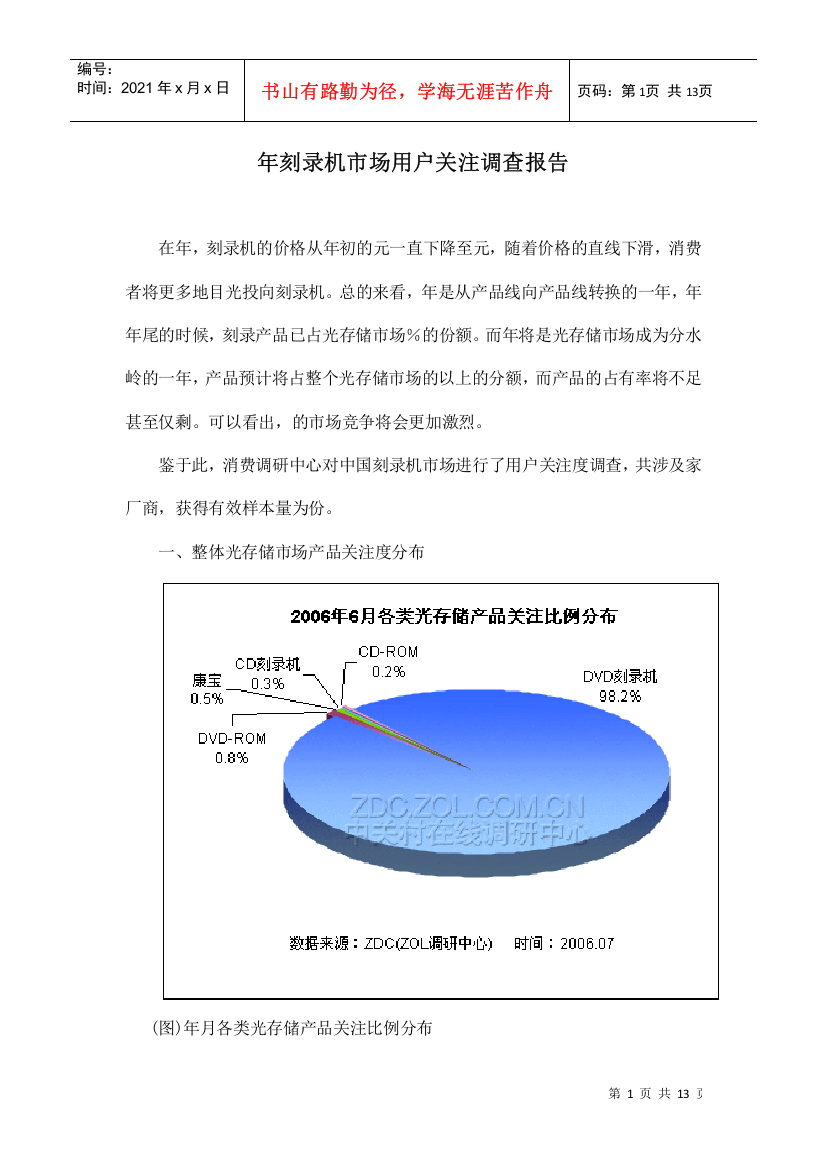 DVD刻录机市场用户关注调查报告