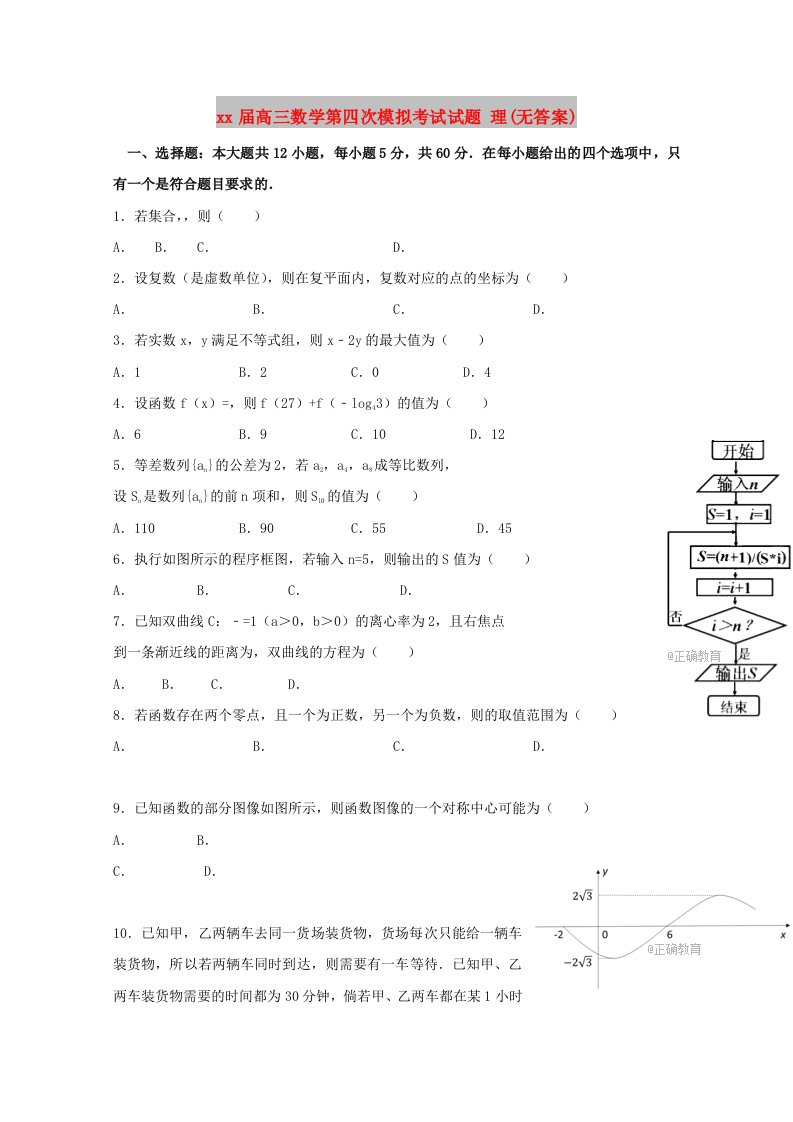 2018届高三数学第四次模拟考试试题