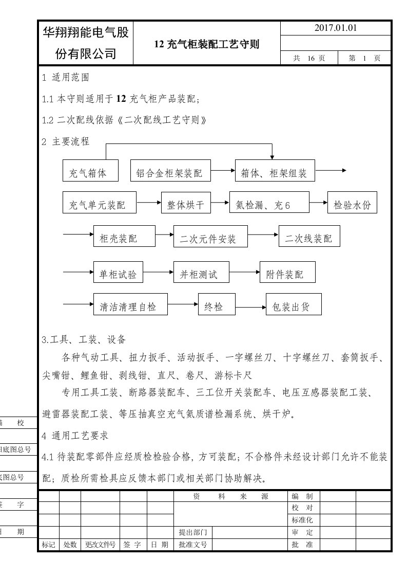 xnec12充气柜装配工艺守则改