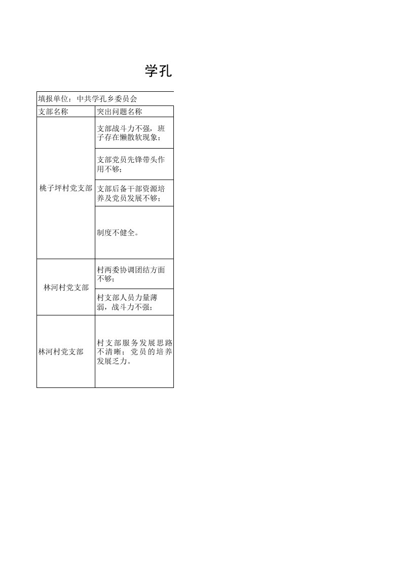 后进党支部问题整改台账